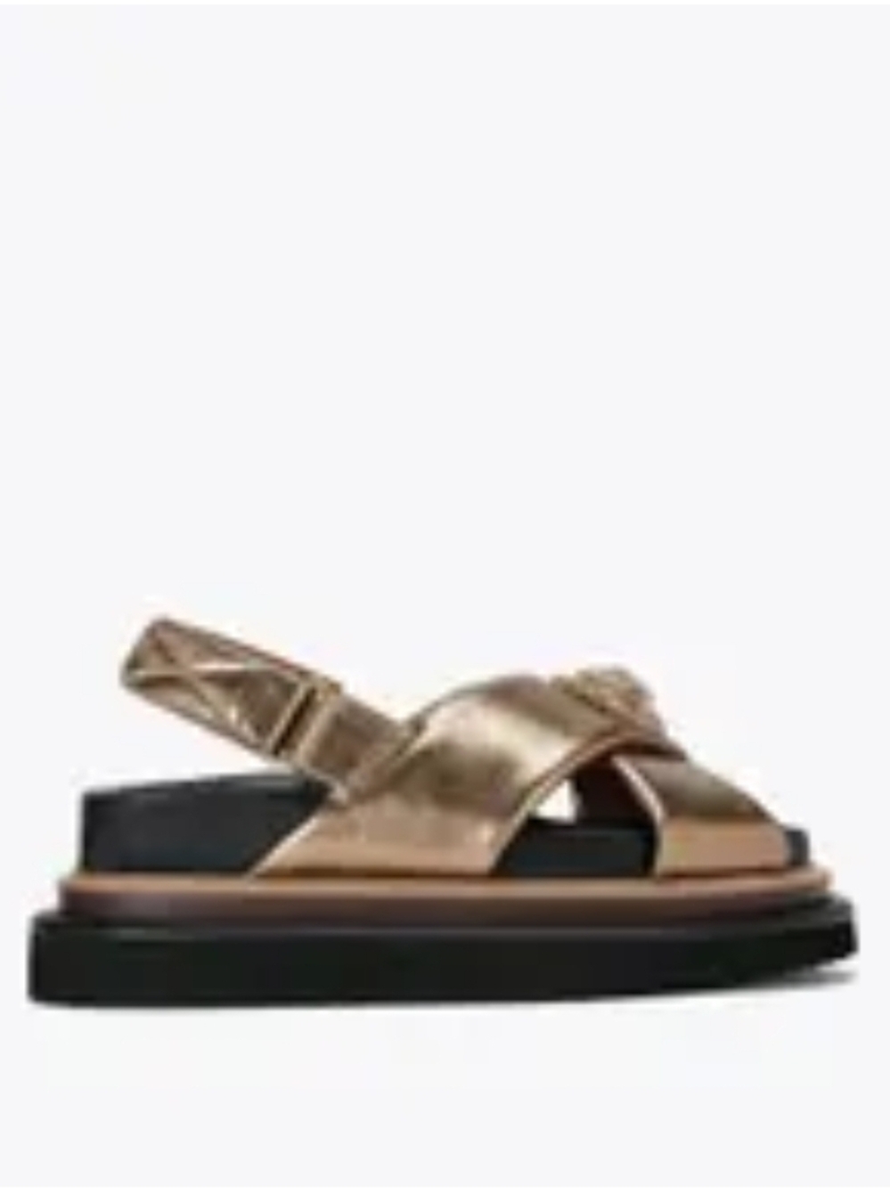 Kurt Geiger Metallic Bronze Cross-Strap Sandals with Crystal Emblem - Picture 4 of 4